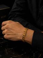 18K Gold Plated Chevron Anti Tarnish Waterproof Steel Bracelet