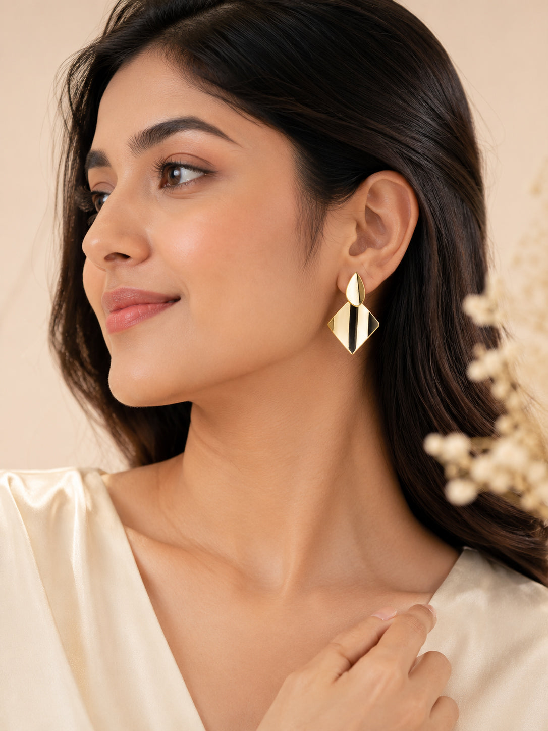 Aanura Modern Geometric Gold Statement Earrings