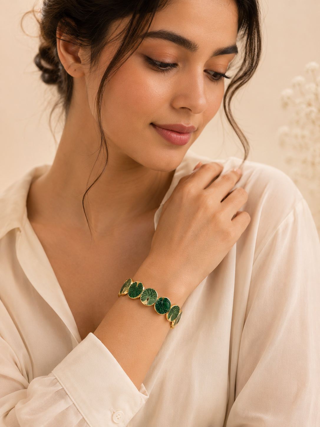 Aanura Verdant Forest Gold Enamel Bracelet