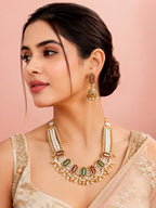 Aanura Multi-Strand Pearl Necklace with Kundan Earrings