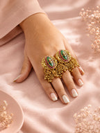 Aanura Gold-Plated Green Ruby Tassel Rings