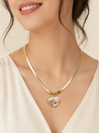 Aanura Gold Snake Chain Necklace with Heart Pendant