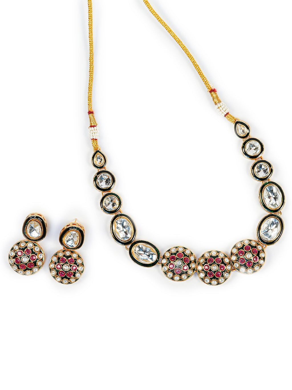 Aanura Gold Traditional Necklace & Earring Set