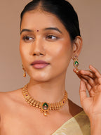 Aanura Gold Plated Emerald Aura Necklace Set