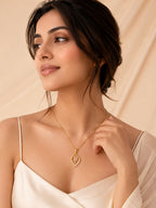 Pink Leaf Crystal Necklace in 18K Gold Plating