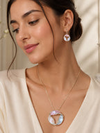 Aanura Tri-Color Swirl Round Necklace & Earrings