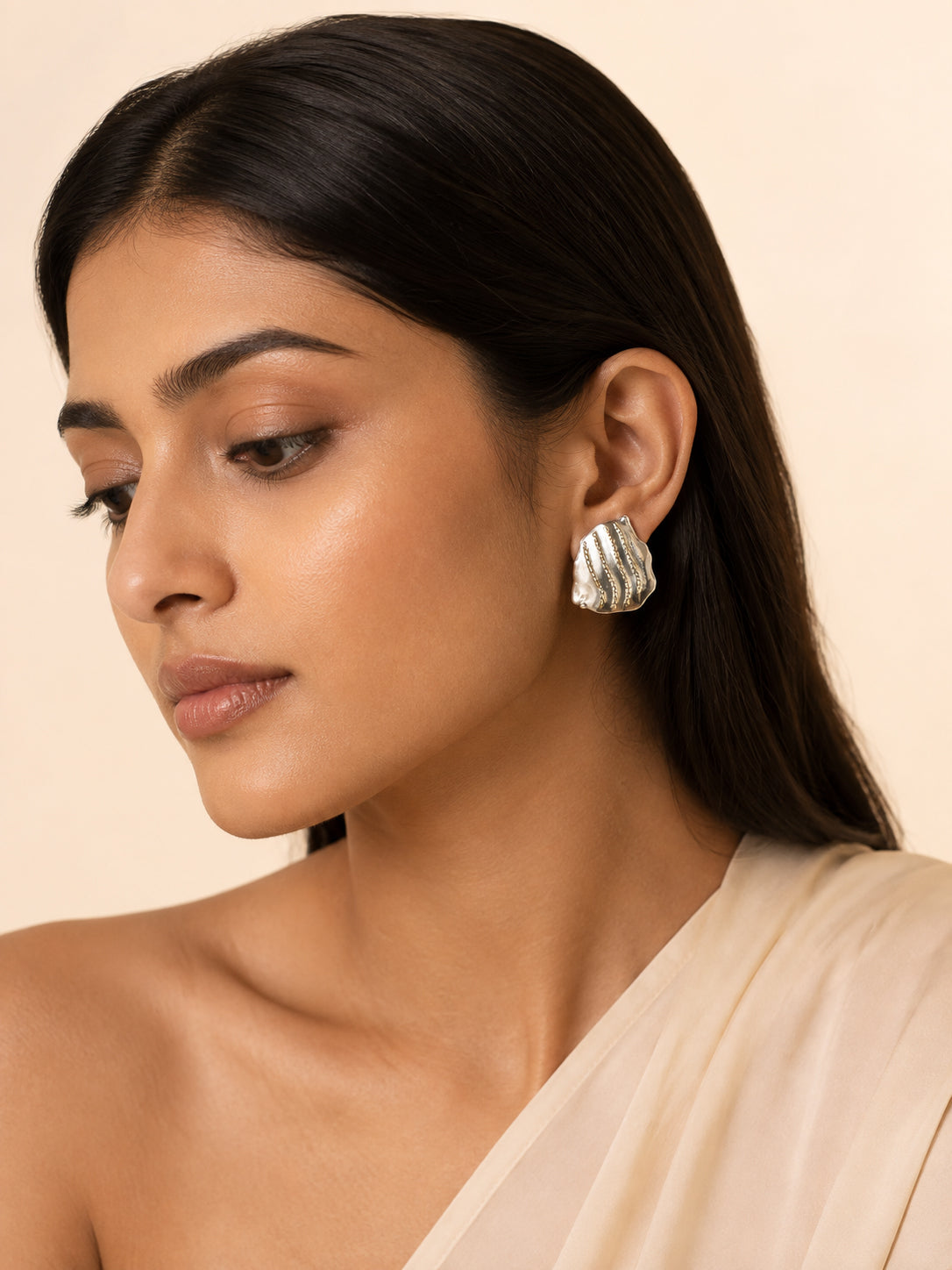 Aanura Molten Wave Dual-Tone Earrings