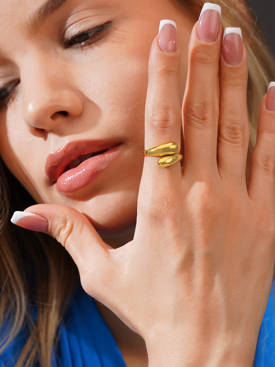 18K Gold Plated Fluid Curve Anti-Tarnish Waterproof Ring