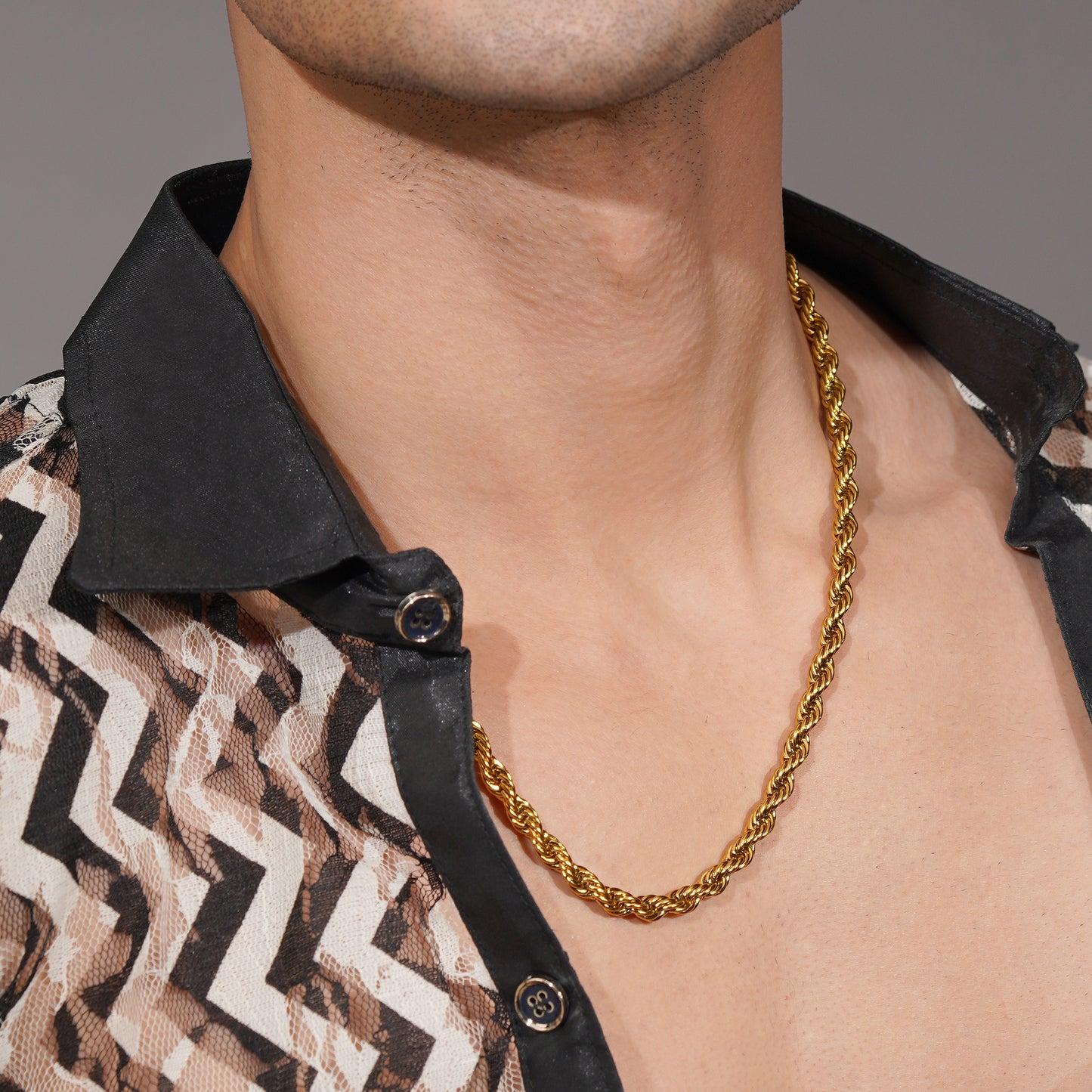 Aanura Men's Gold-Plated Twist Chain