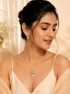 Aanura Pearl Bow Necklace & Earrings Set