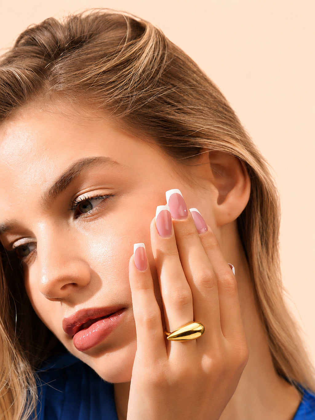 Gold & Rhodium Plated Minimal Teardrop Waterproof Ring