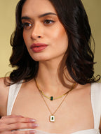Aanura Emerald Square Dual-Layer Necklace