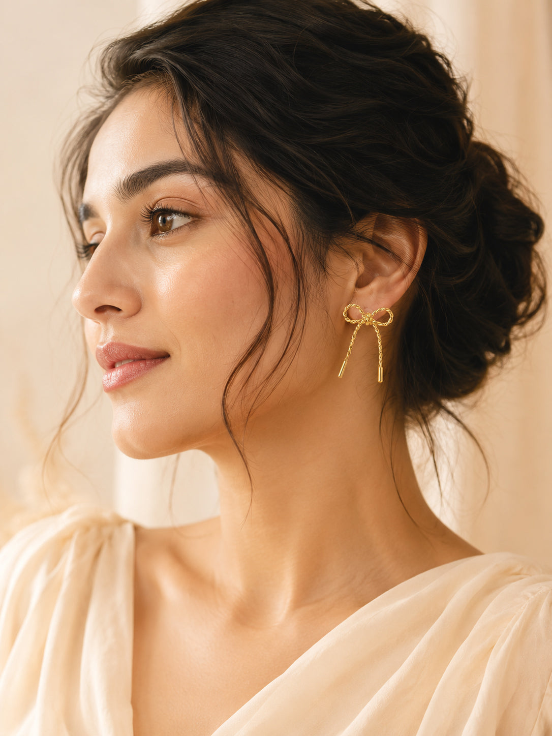 Golden Bow Twist Earrings – Aanura