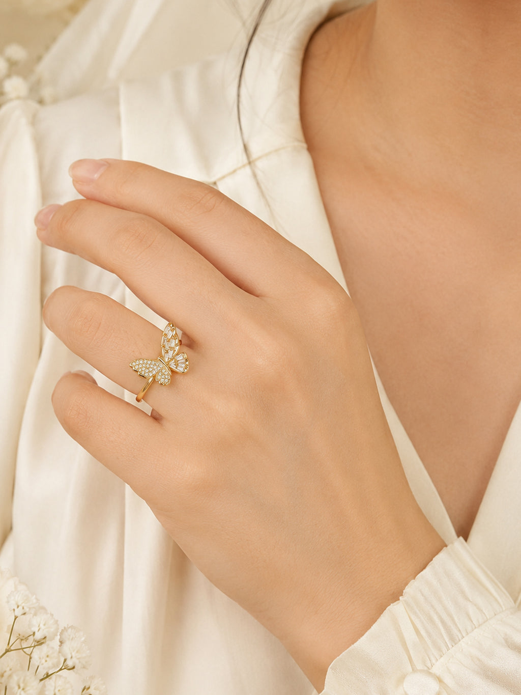 18K Gold Plated Butterfly Anti-Tarnish Waterproof Ring
