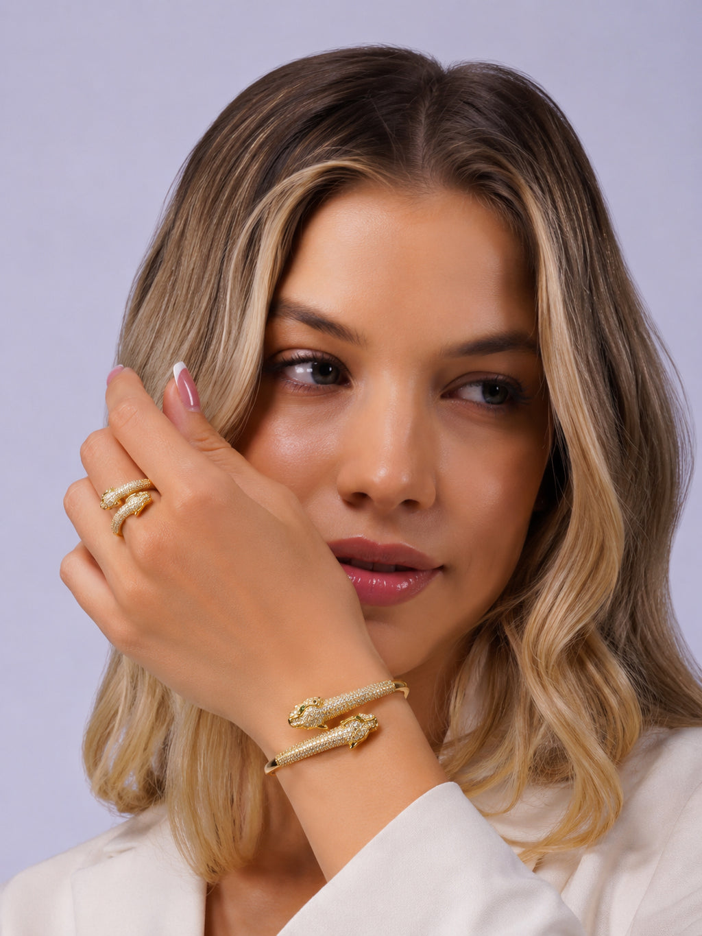 Aanura Regal Twin Panther Statement Bracelet