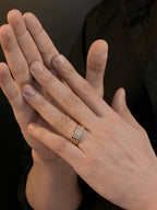 18K Gold Om CZ Square Anti-Tarnish Waterproof Ring