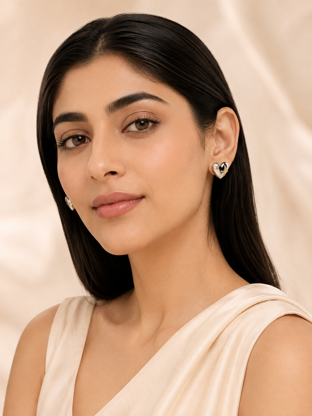 Aanura Cosmic Heart Stainless Steel Stud Earrings