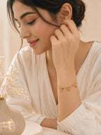 18K Gold Plated Clover Stone Charm Adjustable Bracelet