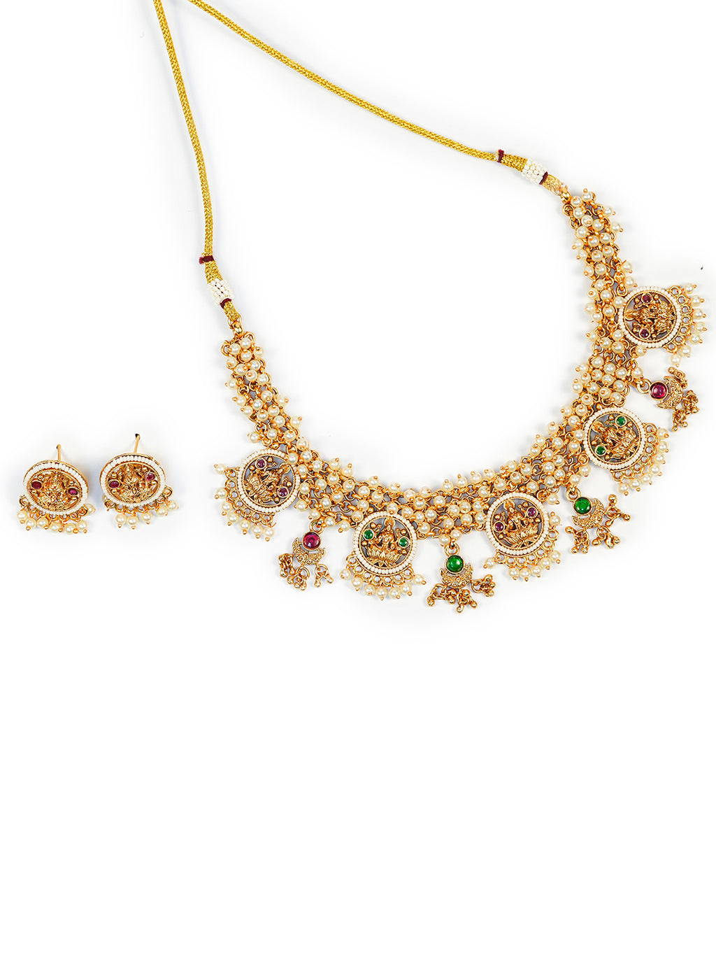 Aanura Traditional Necklace Set in Gold-Plated Finish
