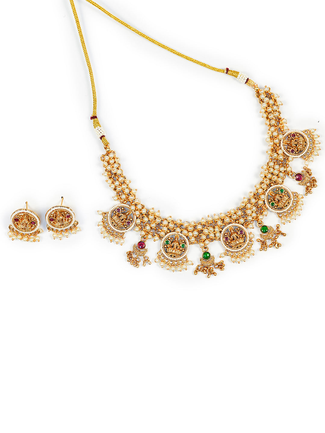 Aanura Traditional Necklace Set in Gold-Plated Finish