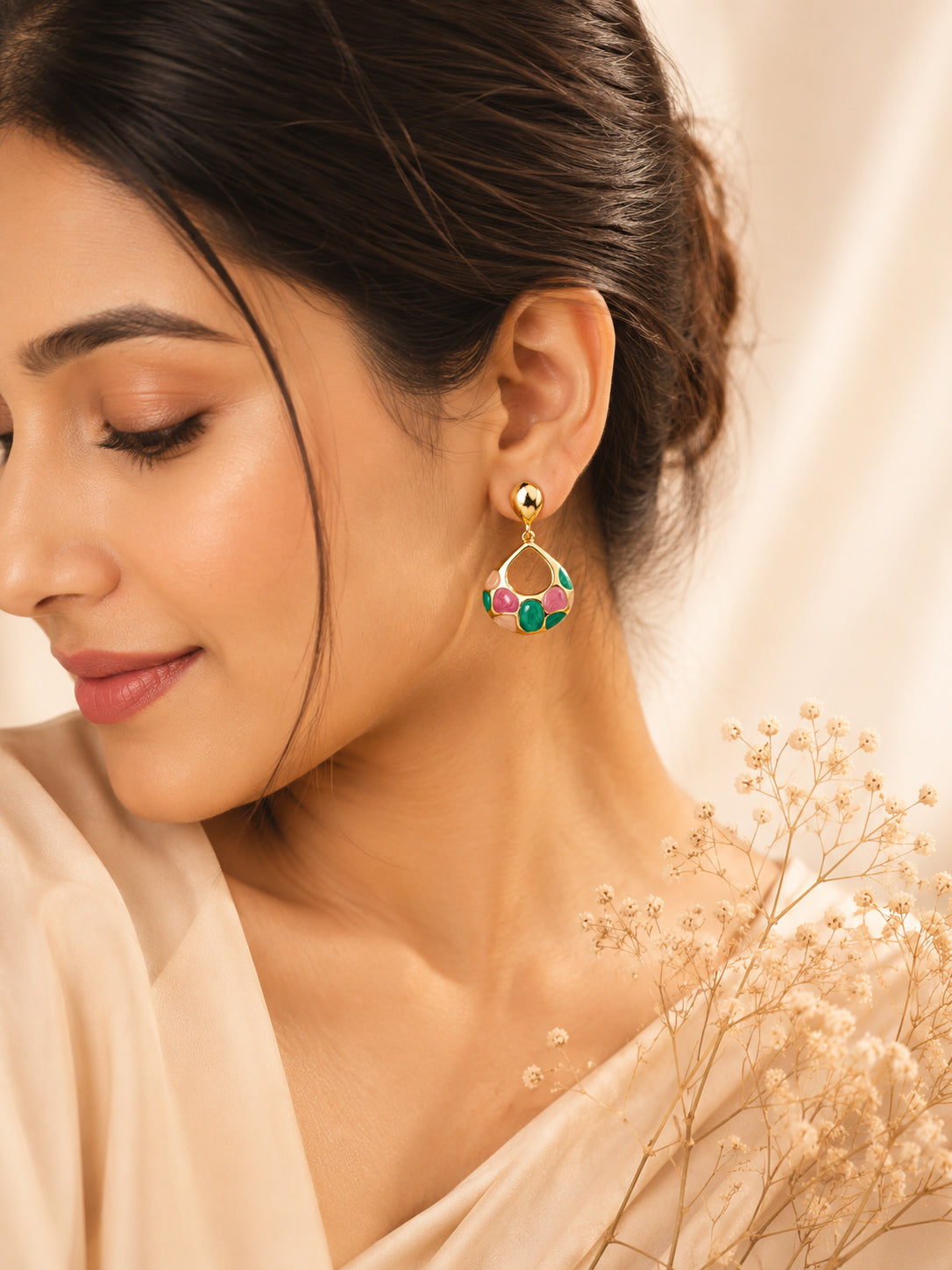 Aanura Multicolor Enamel Teardrop Earrings