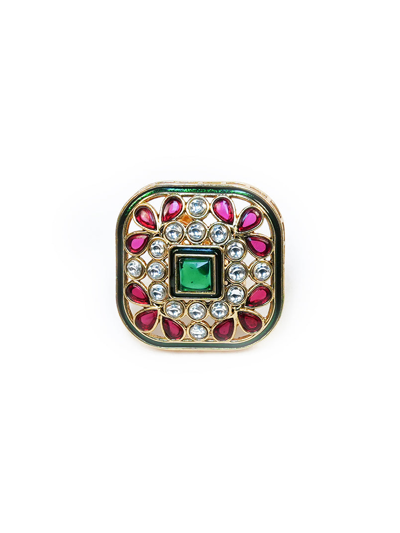 Aanura Ornate Square Adjustable Statement Ring
