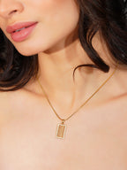 Aanura Geometric Grid Pendant Necklace