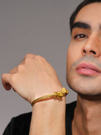18K Gold-Plated Skull Cuff Waterproof Hypoallergenic Steel Bracelet