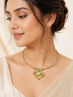 Aanura Gold Choker with Pearl Textured Pendant