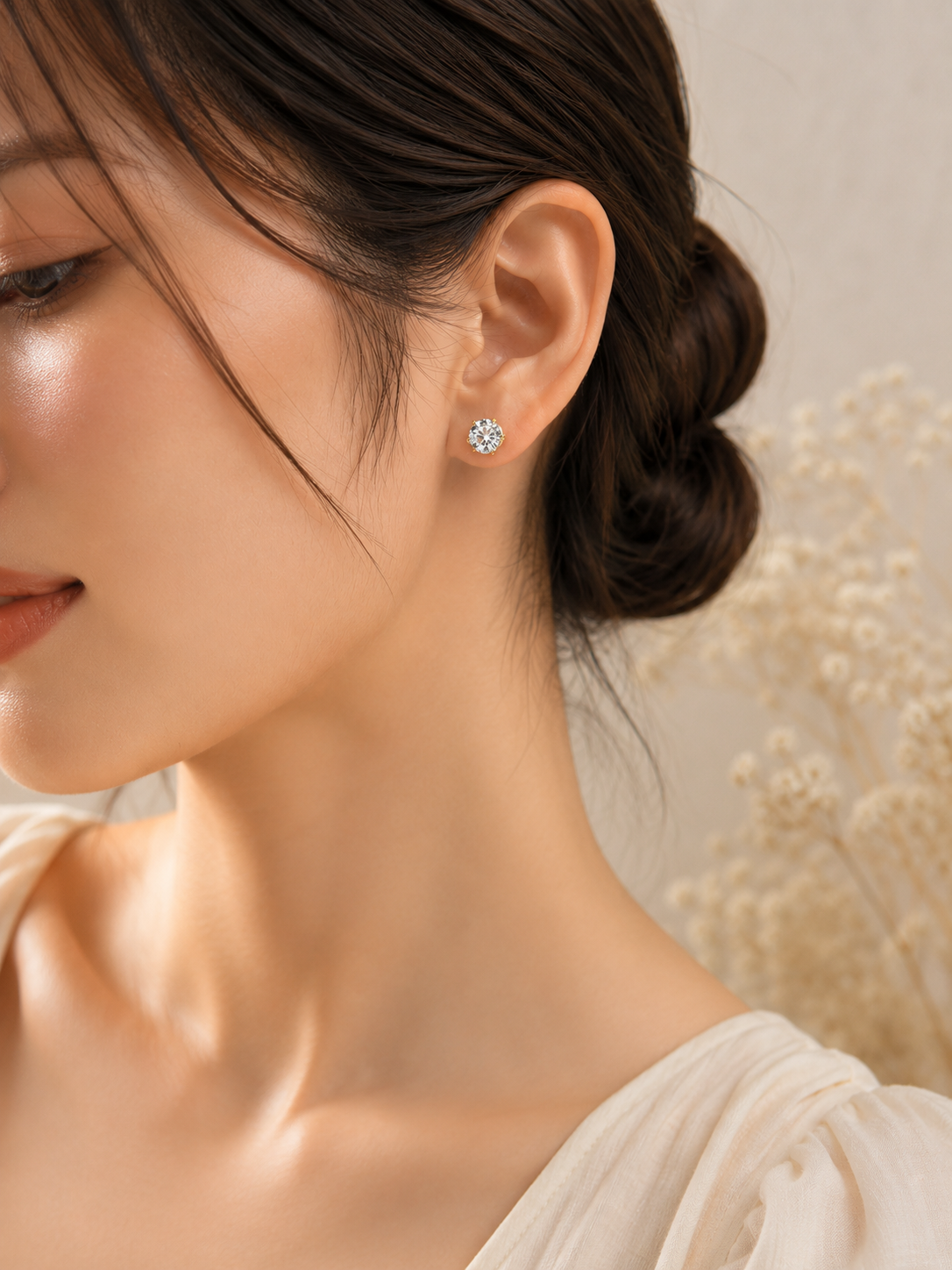 Aanura Classic Solitaire Crystal Stud Earrings