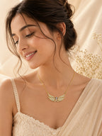 18K Gold Plated Purple Angel Wing Heart Stone Necklace