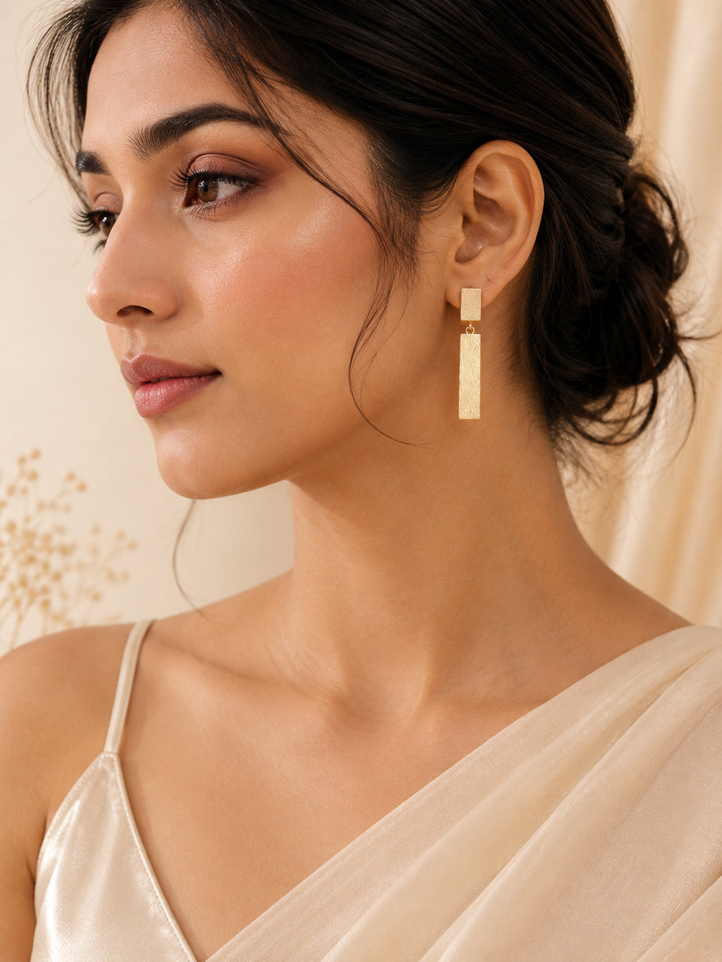 Aanura Geometric Gold Bar Earrings