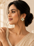 Aanura Dual Tone Floral Gold Statement Earrings
