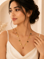 Multi-Colour Crystal Charm Necklace in 18K Gold Plating