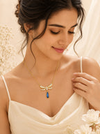 18K Gold Plated Blue Wing Teardrop Necklace