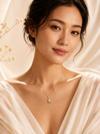 18K Gold Plated Pink Crystal Leaf Pendant Necklace for Women