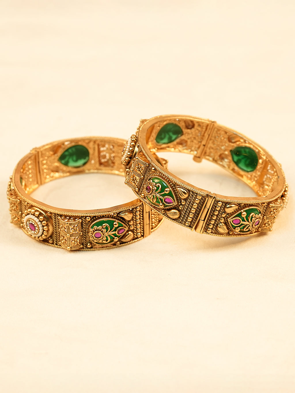 Aanura Gold Plated Royal Enamel Stone Bangle