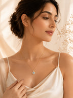 18K Gold Plated Blue Bloom Crystal Pendant Necklace