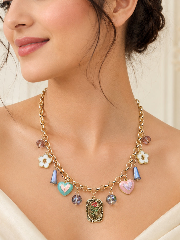 Aanura Colorful Gold Necklace with Stainless Steel