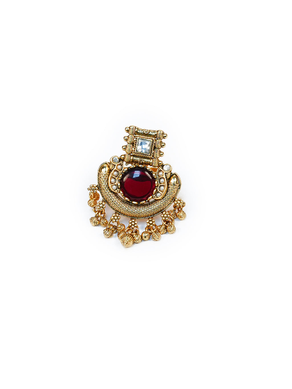 Aanura Ornate Crescent Adjustable Statement Ring