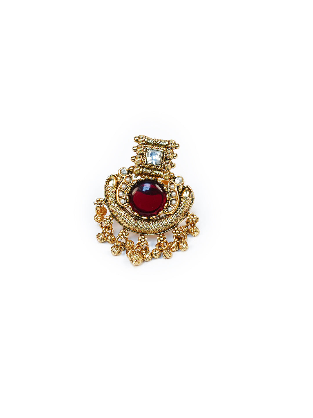 Aanura Ornate Crescent Adjustable Statement Ring