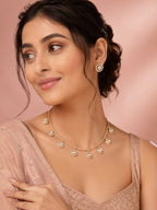 Aanura Minimal Gold Necklace Set with Round Crystal Drops