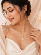 18K Gold Plated Pearl Chain Heart Halo Necklace