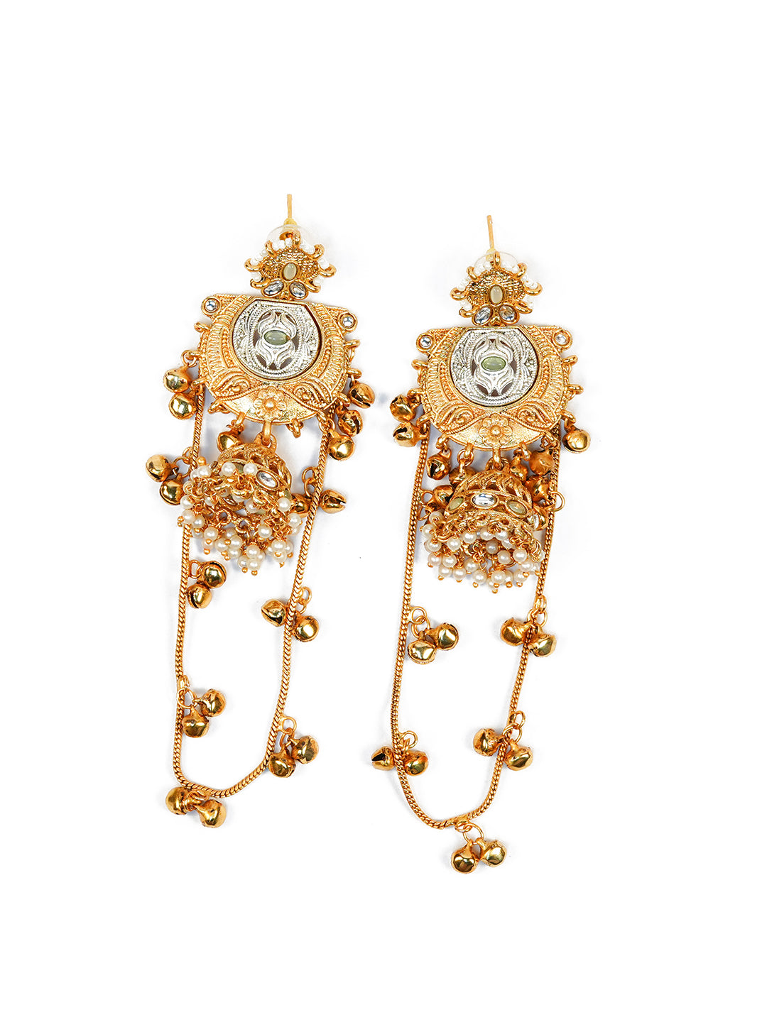 Aanura Gold Plated Temple Statement Earrings