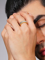 Aanura 18K Gold & Silver Brushed Band Anti tarnish For Him