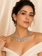 Aanura Yellow & Pink Gemstone Choker Necklace