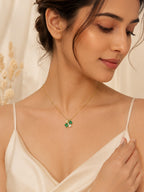 18K Gold Plated Green Crystal Clover Pendant Necklace for Women