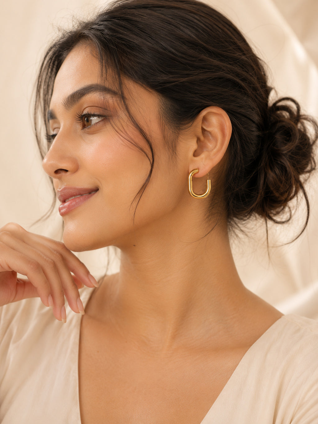 Aanura Gold Plated U-Shaped Hoop Earrings