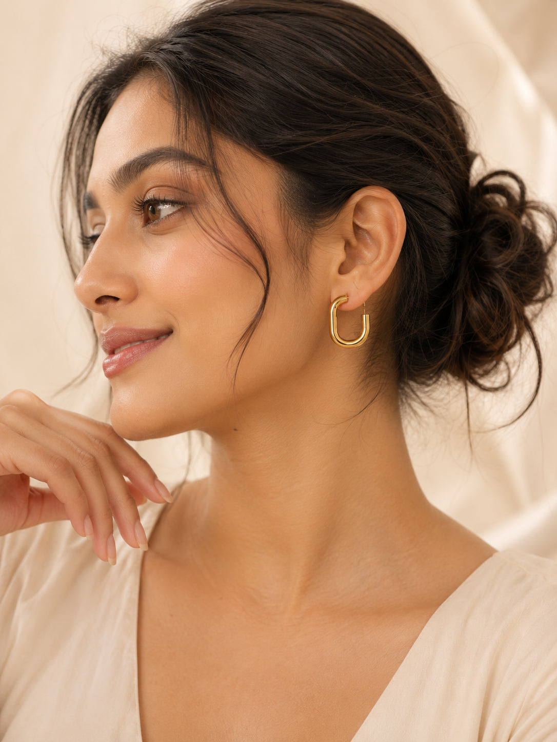 Aanura Gold Plated U-Shaped Hoop Earrings