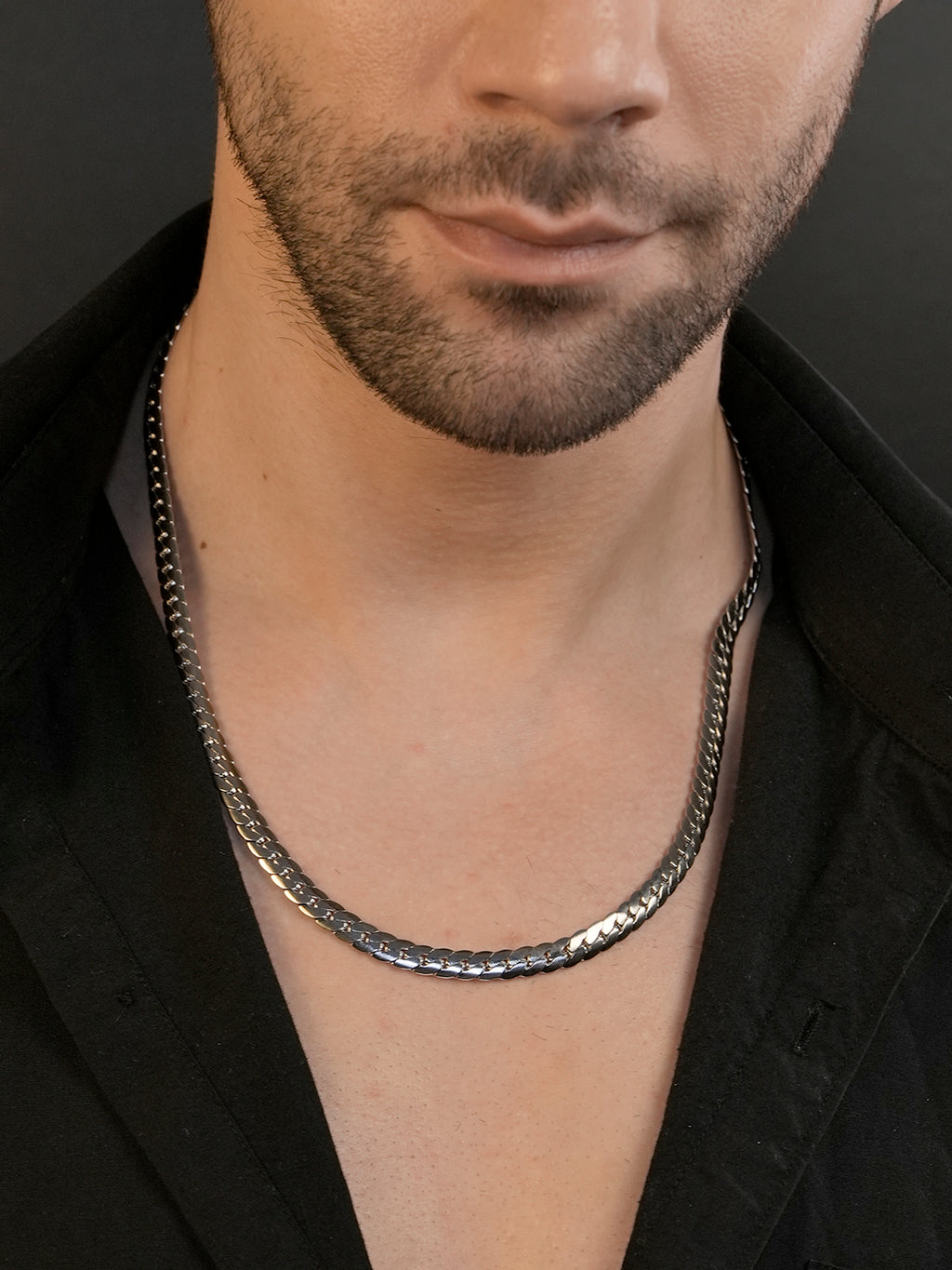 Rhodium Plating Anti Tarnish Waterproof Cuban Chain